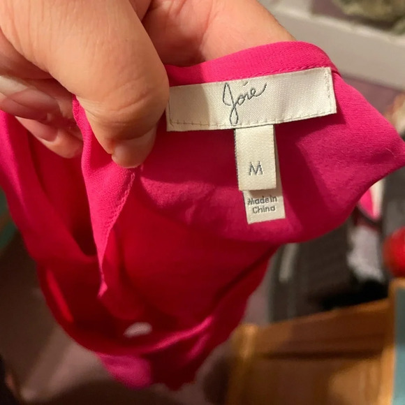 JOIE HOT PINK SHORT SLEEVE POCKET BLOUSE - Picture 3 of 4
